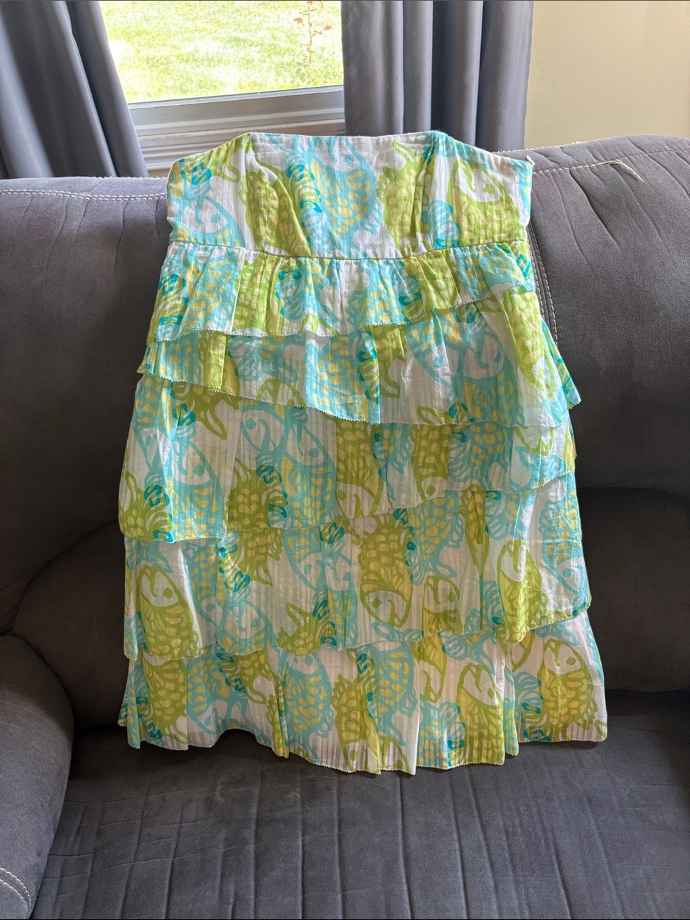 Lilly Pulitzer Aqua & Lime Tiered Ruffle Skirt